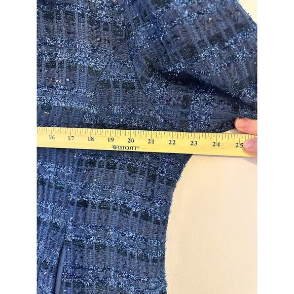 Sail to Sable Womens Navy Tweed Sparkle Gold Button Front Preppy Coat Size XL - Picture 8 of 10